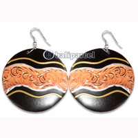 Wooden Earring With Painting, From Sono Wood