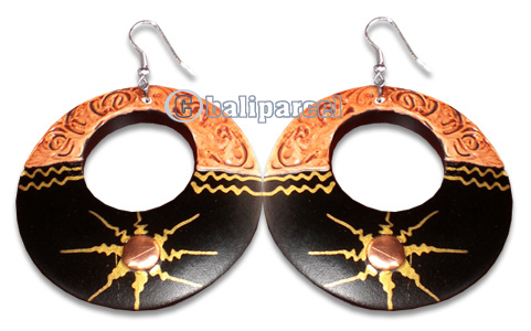 Wooden Earring With Painting, From Sono Wood