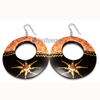 Wooden Earring With Painting, From Sono Wood