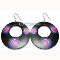 Wooden Earring With Painting, From Sono Wood