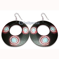 Wooden Earring With Painting, From Sono Wood