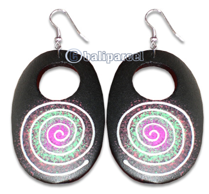 Wooden Earring With Painting, From Sono Wood