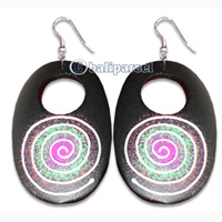 Wooden Earring With Painting, From Sono Wood