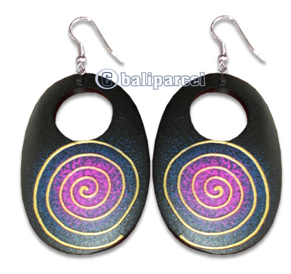 Wooden Earring With Painting, From Sono Wood