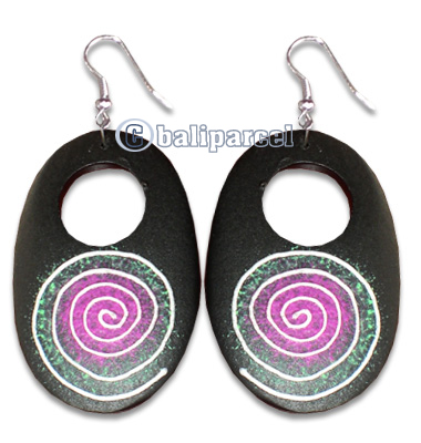 Wooden Earring With Painting, From Sono Wood