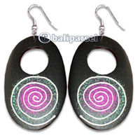 Wooden Earring With Painting, From Sono Wood
