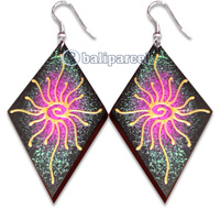 Wooden Earring With Painting, From Sono Wood