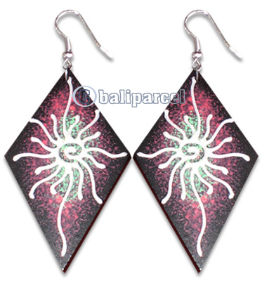 Wooden Earring With Painting, From Sono Wood