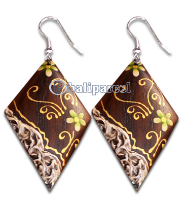 Wooden Earring With Painting, From Sono Wood