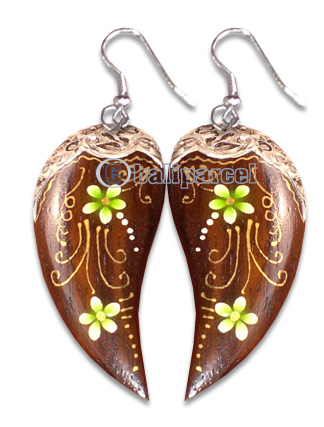 Wooden Earring With Painting, From Sono Wood