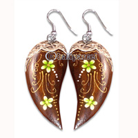 Wooden Earring With Painting, From Sono Wood
