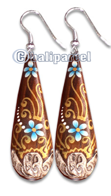 Wooden Earring With Painting, From Sono Wood