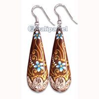 Wooden Earring With Painting, From Sono Wood