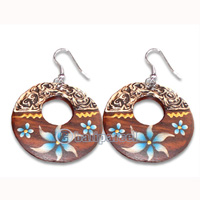 Wooden Earring With Painting, From Sono Wood