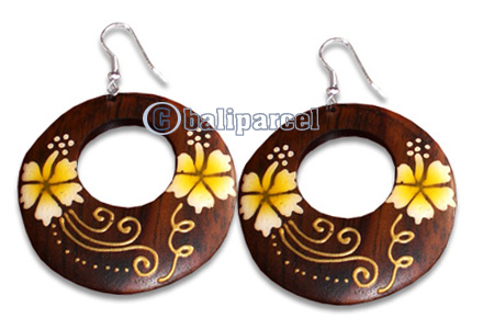 Wooden Earring With Painting, From Sono Wood