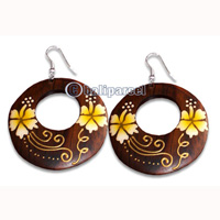Wooden Earring With Painting, From Sono Wood