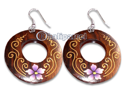 Wooden Earring With Painting, From Sono Wood