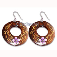 Wooden Earring With Painting, From Sono Wood