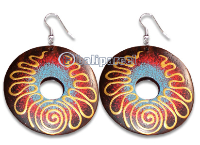 Wooden Earring With Painting, From Sono Wood