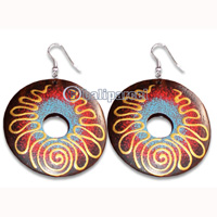 Wooden Earring With Painting, From Sono Wood