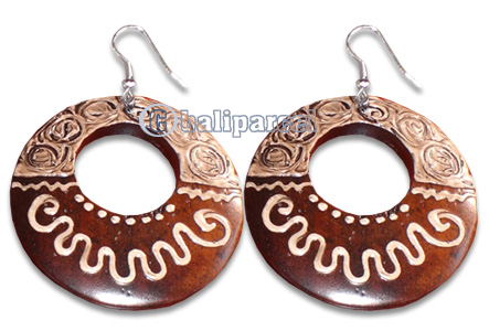 Wooden Earring With Painting, From Sono Wood