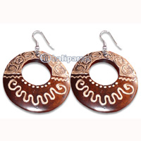 Wooden Earring With Painting, From Sono Wood