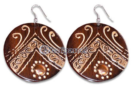 Wooden Earring With Painting, From Sono Wood