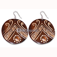 Wooden Earring With Painting, From Sono Wood