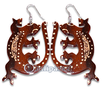 Wooden Earring With Painting, From Sono Wood