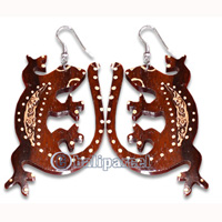 Wooden Earring With Painting, From Sono Wood