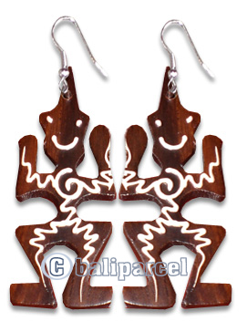 Wooden Earring With Painting, From Sono Wood