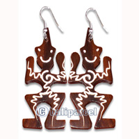 Wooden Earring With Painting, From Sono Wood