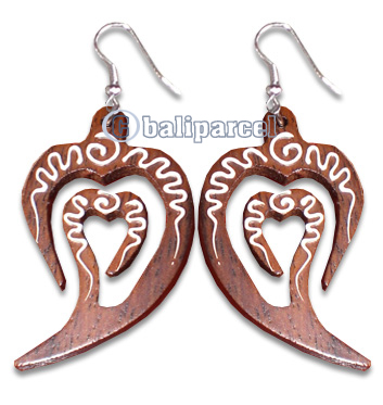 Wooden Earring With Painting, From Sono Wood
