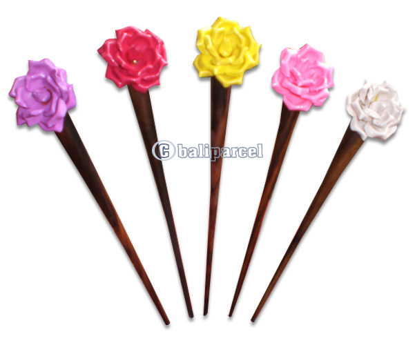 Wooden Hair Stick With Leather, From Sono Wood ( Mixed Color)