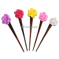 Wooden Hair Stick With Leather, From Sono Wood ( Mixed Color)