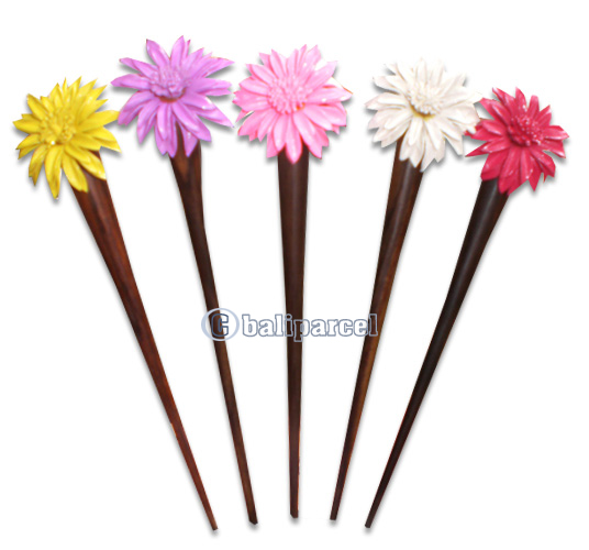 Wooden Hair Stick With Leather, From Sono Wood ( Mixed Color)