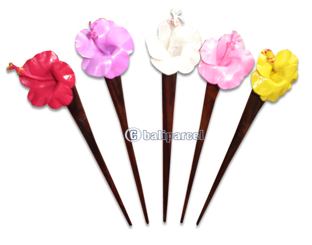 Wooden Hair Stick With Leather, From Sono Wood ( Mixed Color)
