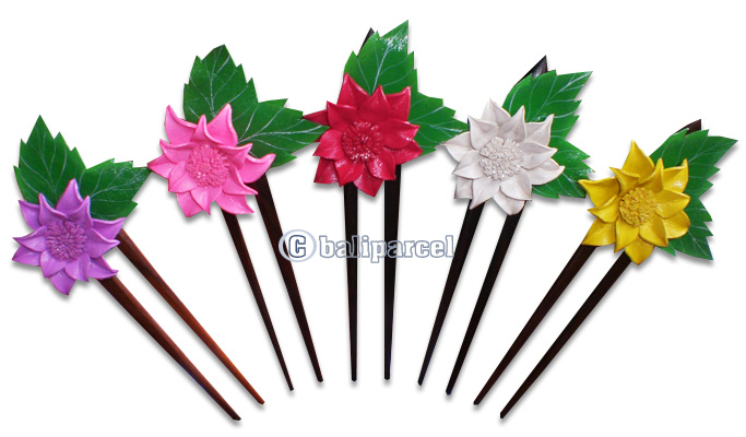 Wooden Hair Stick With Leather, From Sono Wood ( Mixed Color)