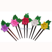Wooden Hair Stick With Leather, From Sono Wood ( Mixed Color)
