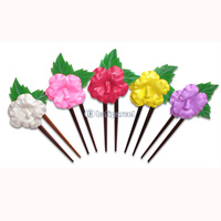 Wooden Hair Stick With Leather, From Sono Wood ( Mixed Color)