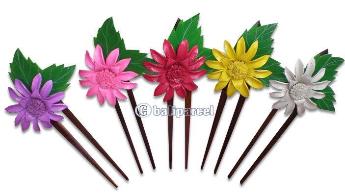 Wooden Hair Stick With Leather, From Sono Wood ( Mixed Color)