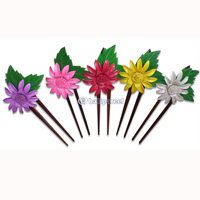 Wooden Hair Stick With Leather, From Sono Wood ( Mixed Color)