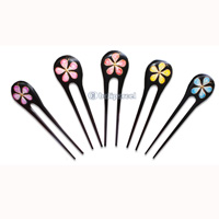 Wooden Hair Stick With Painting, From Sono Wood (mixed Color)