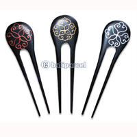 Wooden Hair Stick With Painting, From Sono Wood (mixed Color)