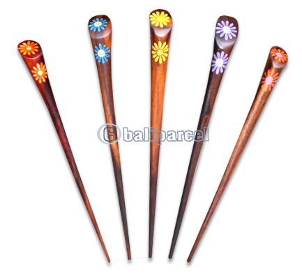 Wooden Hair Stick With Painting, From Sono Wood (mixed Color)