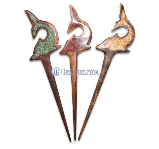 Wooden Hair Stick With Coral, From Sono Wood (mixed Color)