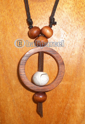 Wooden Necklace With Glassbeaded