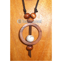 Wooden Necklace With Glassbeaded