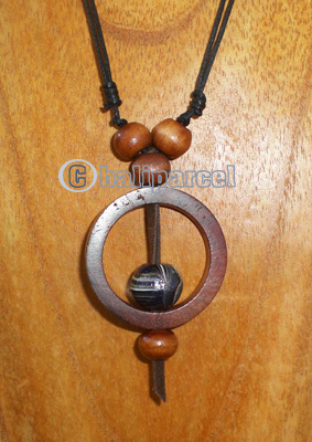 Wooden Necklace With Glassbeaded