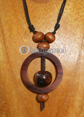 Wooden Necklace With Glassbeaded
